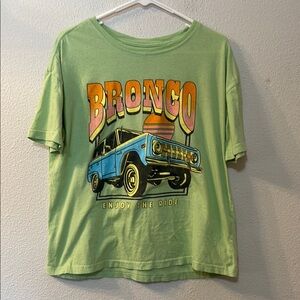 Ford Green Short Sleeve Tee with Vintage Car Graphic
